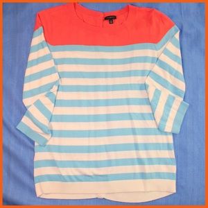 EUC Talbots Back Button Soft Stripe Sweater-
